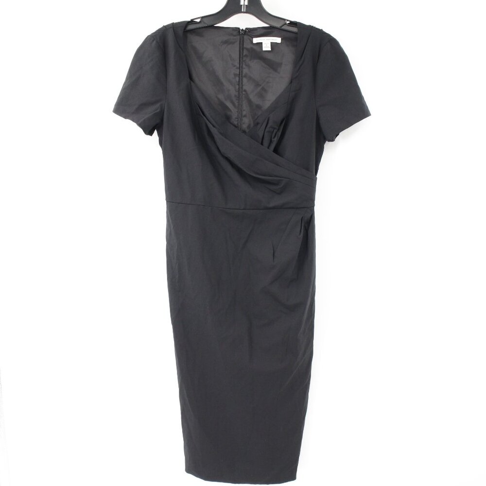 Banana‎ Republic Dress Womens 4 Short Sleeve Wool Blend V Neck Stretch Black